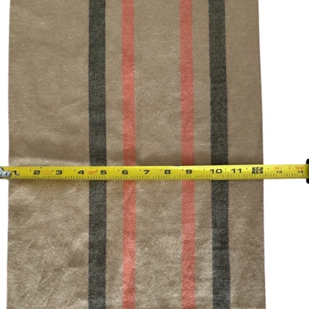 Italy Design Cashmere Blend Unisex Classic Beige, Orange & Black Checkered Scarf
